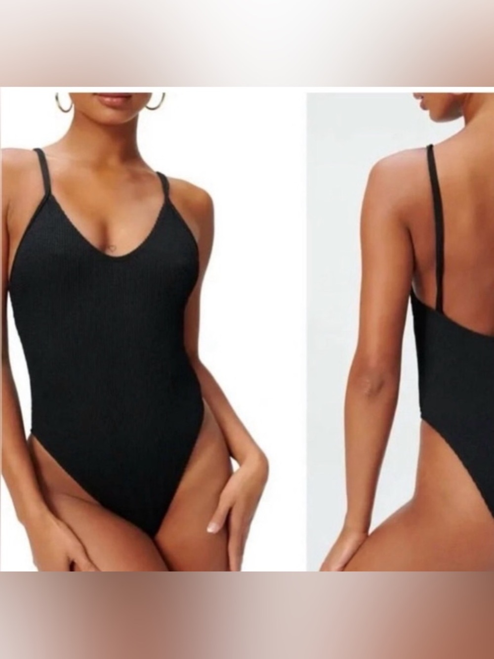 NWT Good American Always Fits textured black tank swim suit size 5/6 2XL/3XL